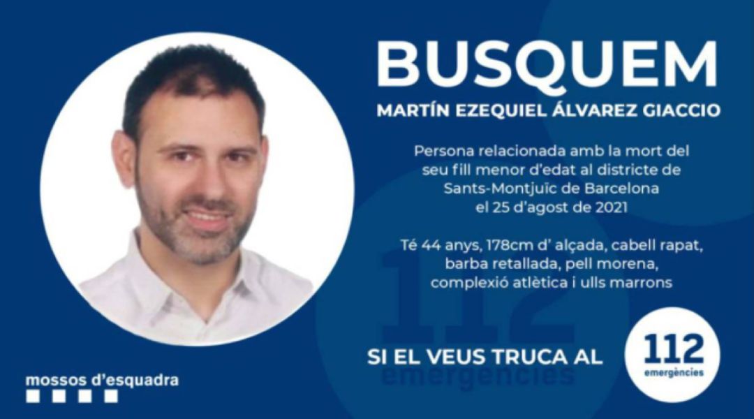 Imagen difundida por los Mossos para encontrar a Martin Ezequiel. Imagen difundida por los Mossos para encontrar a Martin Ezequiel.