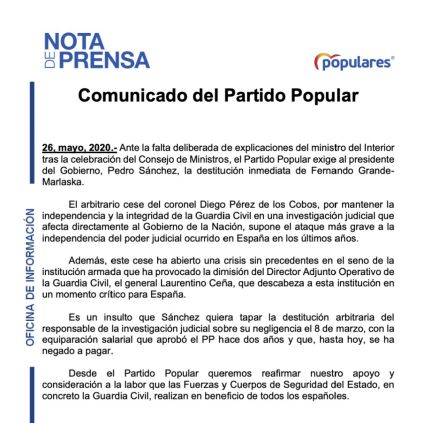 Comunicado del PP Comunicado del PP