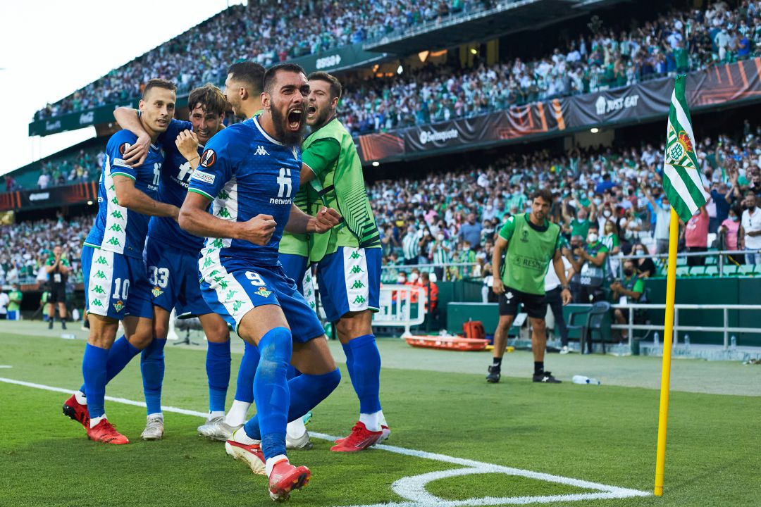 Jugadores del Betis celebran el cuarto gol. Jugadores del Betis celebran el cuarto gol.