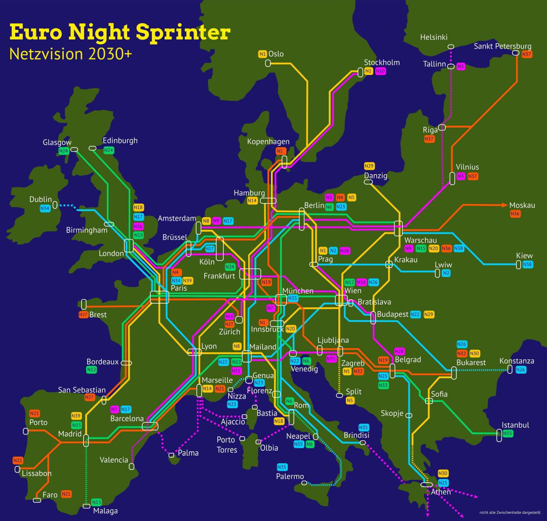 Imagen de la propuesta de trenes nocturnos de Los Verdes alemanes Imagen de la propuesta de trenes nocturnos de Los Verdes alemanes