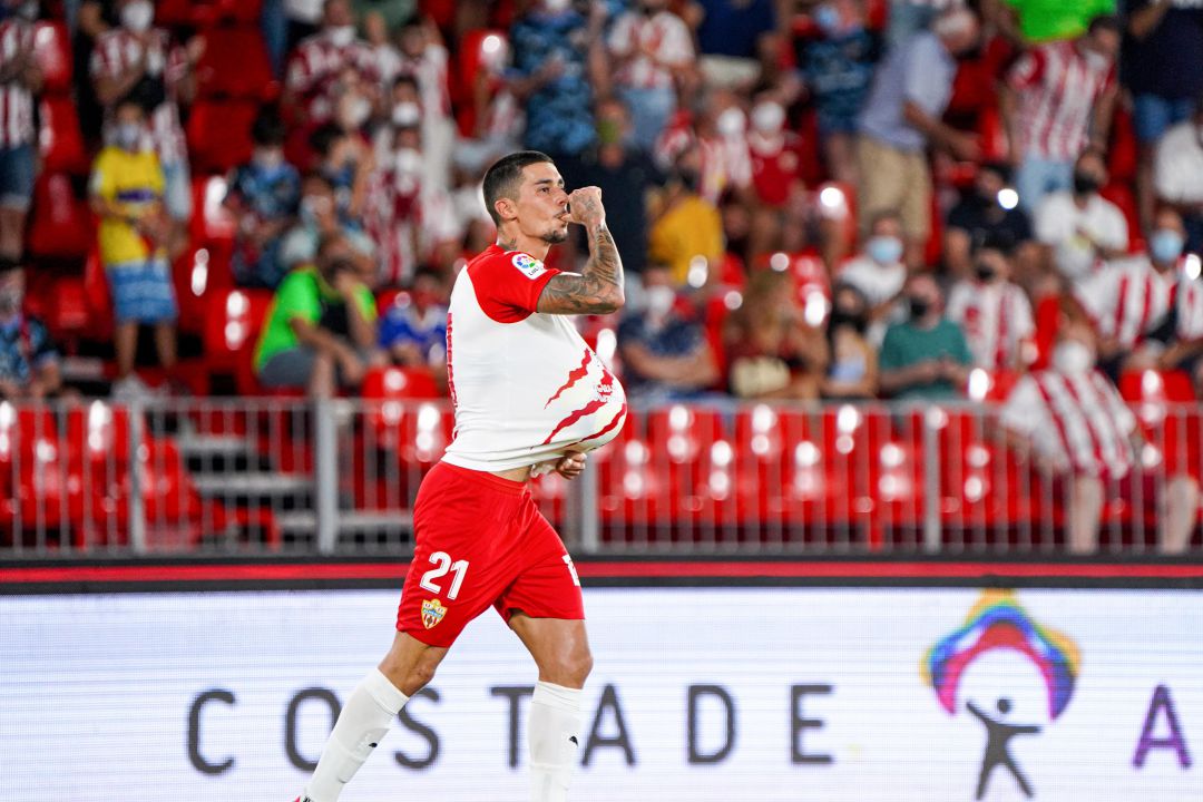 El central Chumi celebrando el gol ante el Málaga. El central Chumi celebrando el gol ante el Málaga.