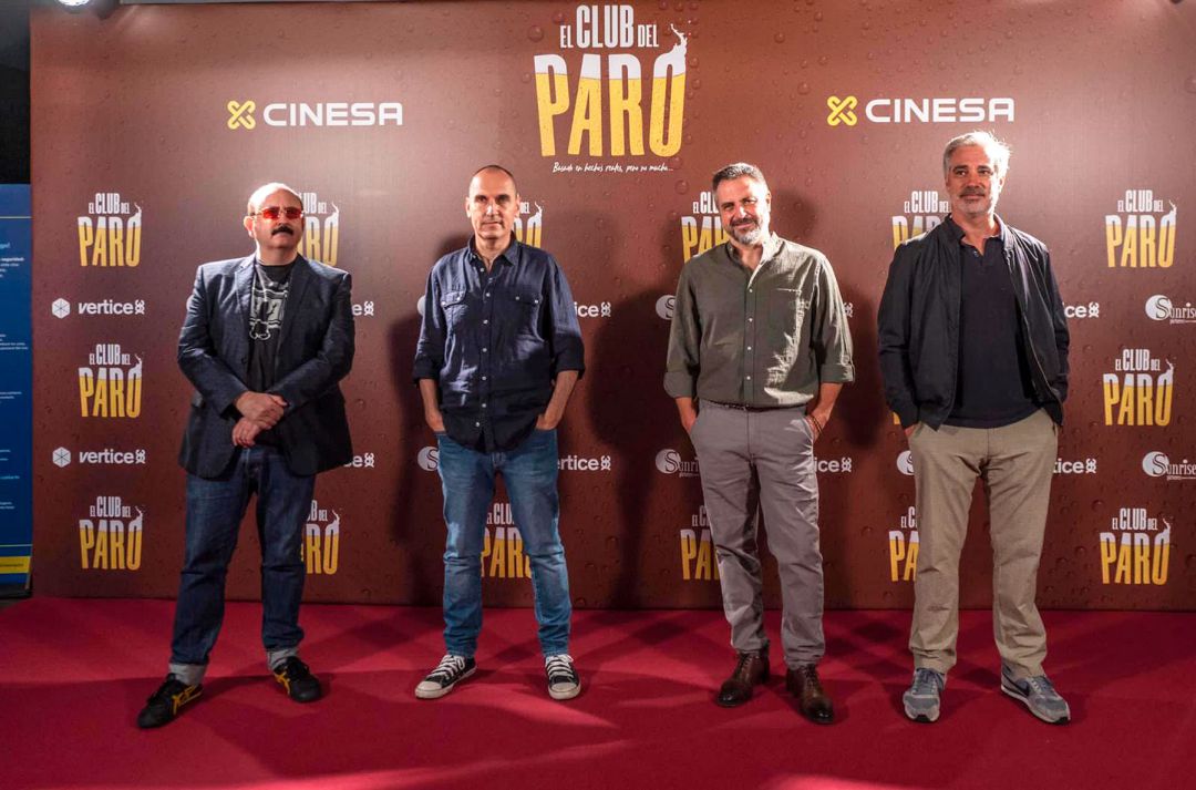 Carlos Areces, David Marques, Eric Francés y Adrià Collado, durante el preestreno del film 'El club del paro' Carlos Areces, David Marques, Eric Francés y Adrià Collado, durante el preestreno del film 'El club del paro'