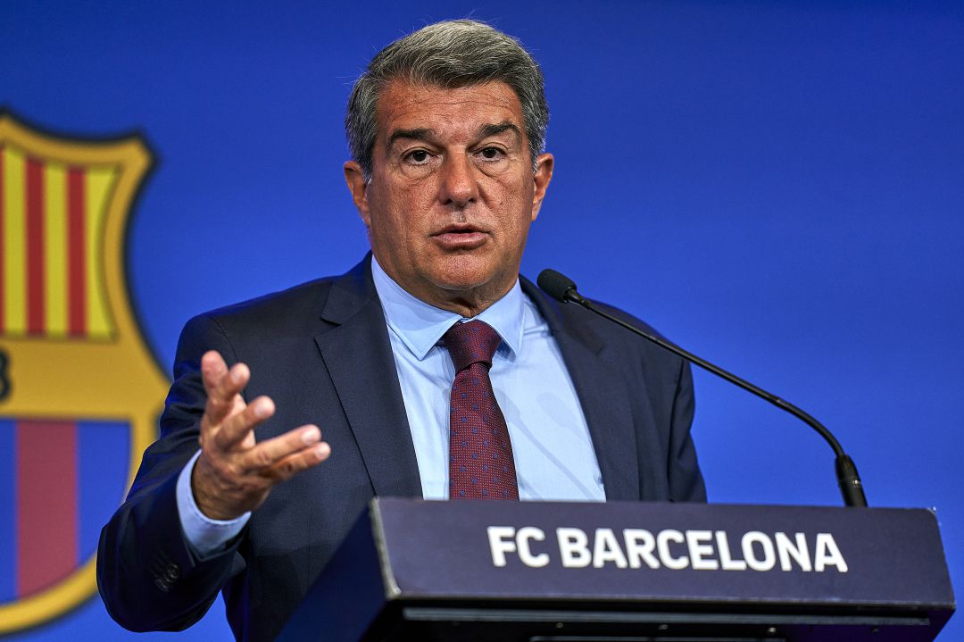 Joan Laporta en una rueda de prensa del FC Barcelona Joan Laporta en una rueda de prensa del FC Barcelona