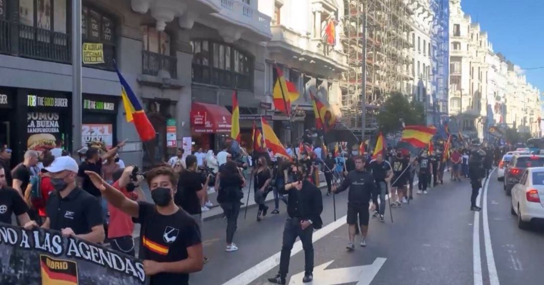 Manifestación de neonazis en Chueca. Manifestación de neonazis en Chueca.