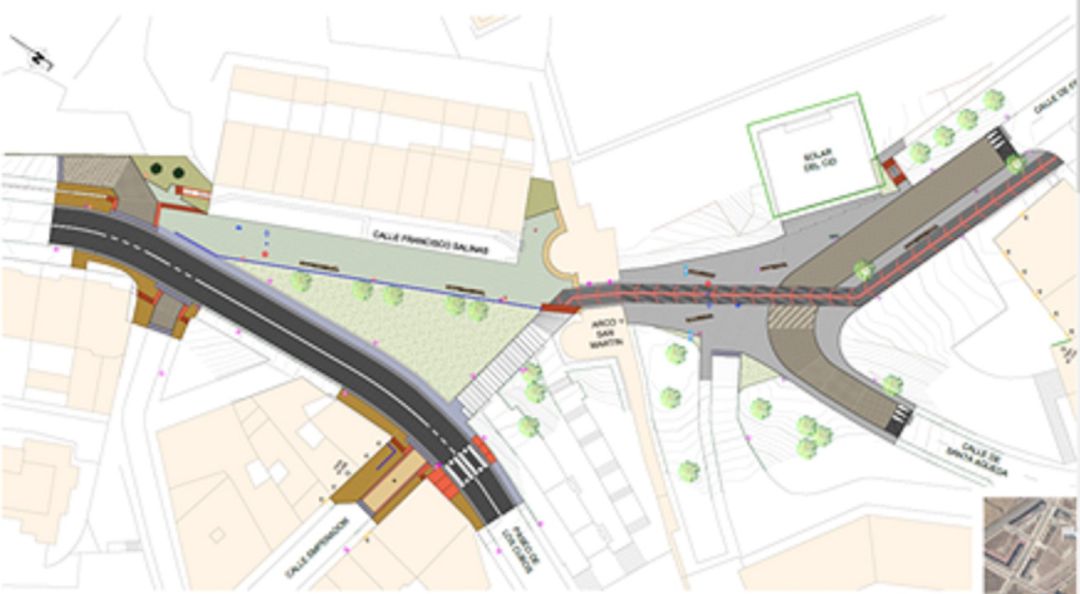 Plano de las obras previstas en el Arco de San Martín tras su cierre definitivo al tráfico Plano de las obras previstas en el Arco de San Martín tras su cierre definitivo al tráfico
