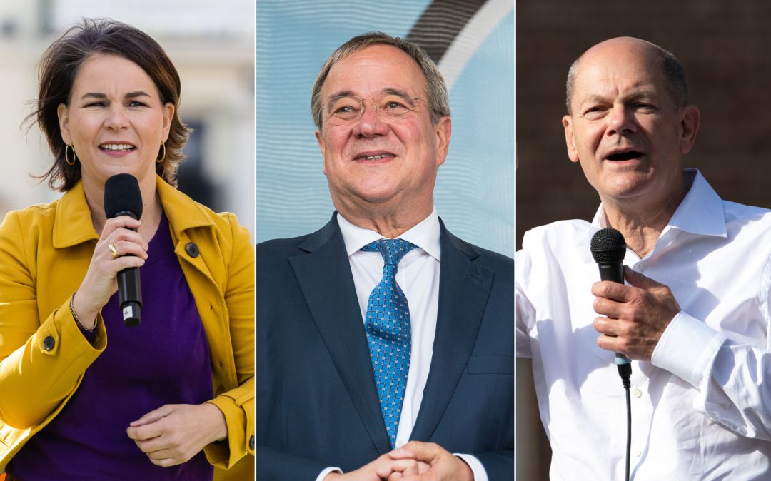 Annalena Barbock, Armin Laschet y Olaf Scholz. Annalena Barbock, Armin Laschet y Olaf Scholz.