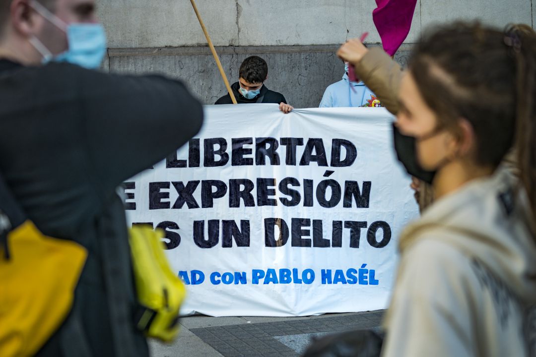 Protesta en apoyo a Pablo Hasél. Protesta en apoyo a Pablo Hasél.