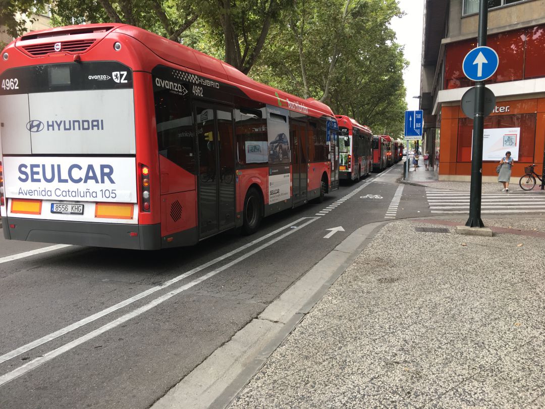 Autobuses en el Paseo de la Constitución Autobuses en el Paseo de la Constitución