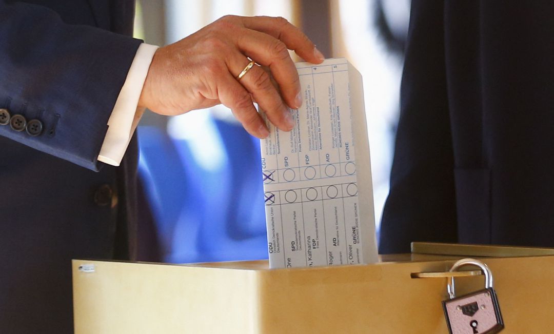 La papeleta del candidato conservador a la Cancillería alemana, Armin Laschet. La papeleta del candidato conservador a la Cancillería alemana, Armin Laschet.