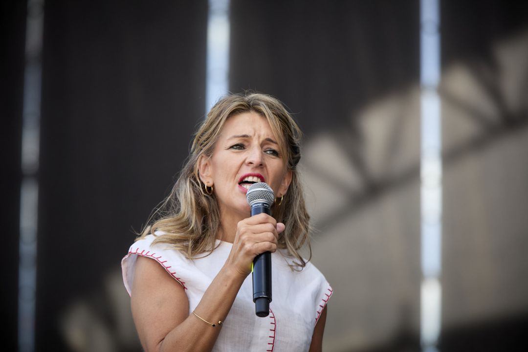 La vicepresidenta segunda del Gobierno y ministra de Trabajo y Economía Social, Yolanda Díaz, en la fiesta del centenario del PC. La vicepresidenta segunda del Gobierno y ministra de Trabajo y Economía Social, Yolanda Díaz, en la fiesta del centenario del PC.