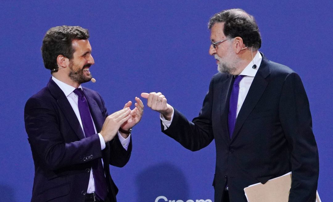 El líder del PP, Pablo Casado, y el expresidente Rajoy, en la Convención Nacional del PP celebrada en Santiago de Compostela. El líder del PP, Pablo Casado, y el expresidente Rajoy, en la Convención Nacional del PP celebrada en Santiago de Compostela.