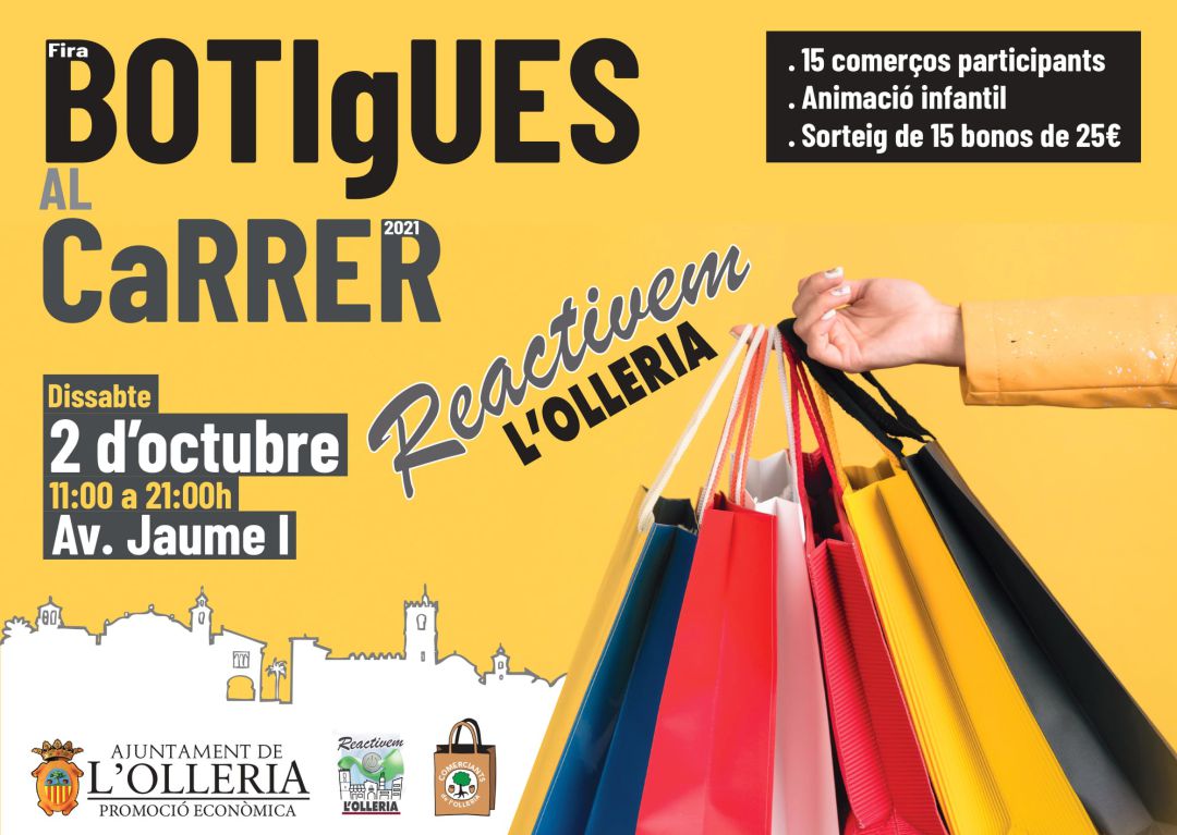 Cartell de la fira de botigues al carrer Cartell de la fira de botigues al carrer
