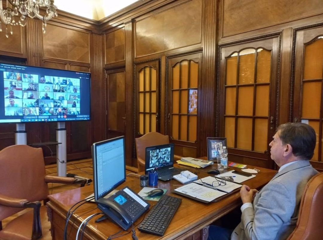 Alfredo Canteli, durante la sesión telemática del pleno Alfredo Canteli, durante la sesión telemática del pleno