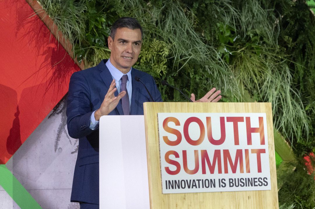 El presidente del Gobierno, Pedro Sánchez, interviene durante la clausura del South Summit 2021. El presidente del Gobierno, Pedro Sánchez, interviene durante la clausura del South Summit 2021.