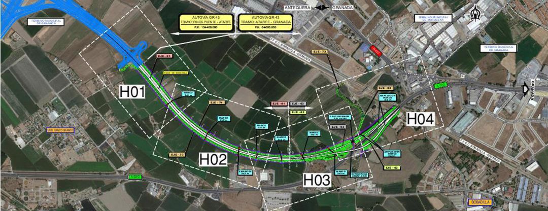 Proyecto de ejecución del tramo Atarfe-Granada de la GR-43, la autovía de Pinos Puente, germen de la futura A-82 entre Granada, Córdoba y Badajoz Proyecto de ejecución del tramo Atarfe-Granada de la GR-43, la autovía de Pinos Puente, germen de la futura A-82 entre Granada, Córdoba y Badajoz