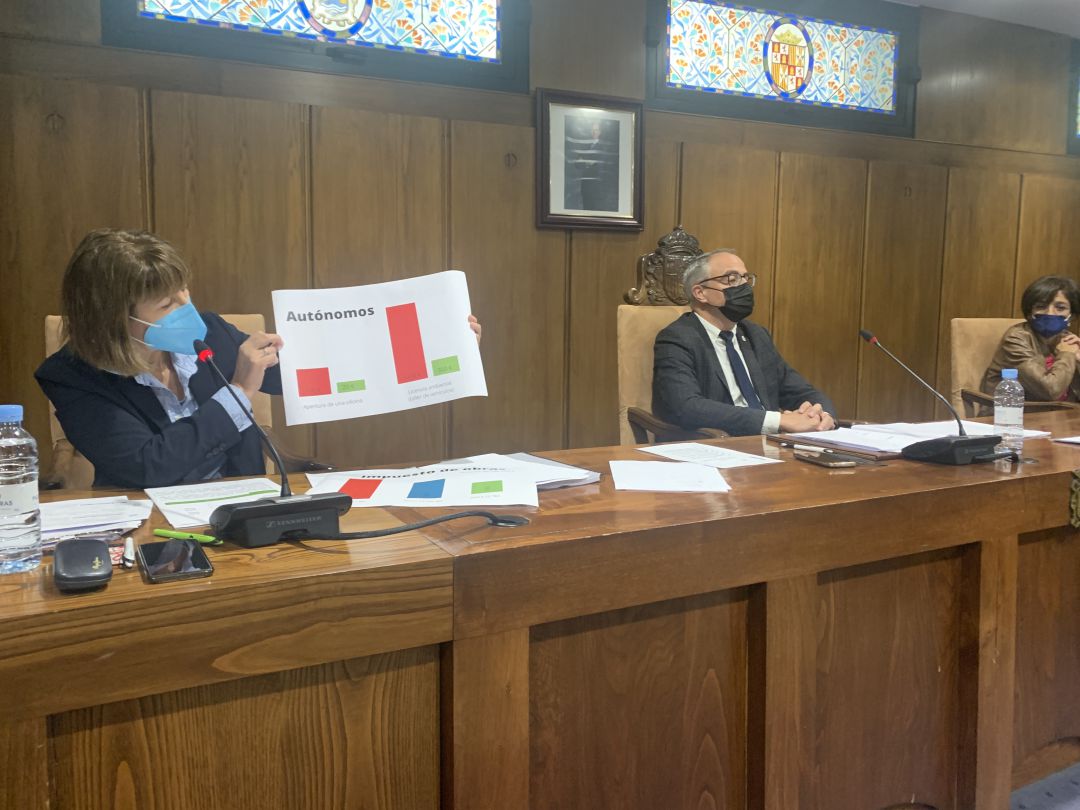 La concejala Mabel Fernández mostró con gráficas lo que supondrá la rebaja de cada una de las tasas e impuestos de la reforma fiscal aprobada en pleno La concejala Mabel Fernández mostró con gráficas lo que supondrá la rebaja de cada una de las tasas e impuestos de la reforma fiscal aprobada en pleno