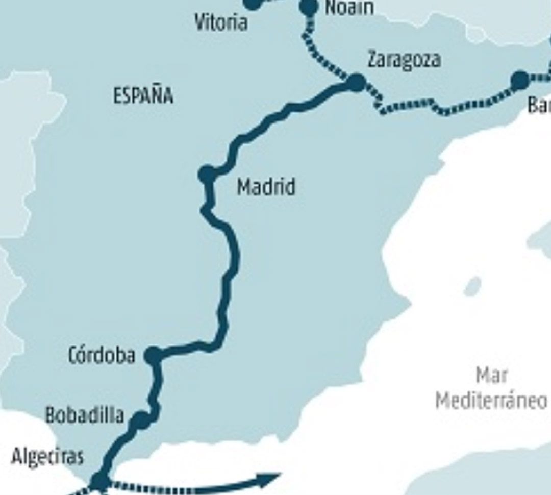 Mapa de la futura Autopista Ferroviaria entre Algeciras, Córdoba, Madrid y Zaragoza Mapa de la futura Autopista Ferroviaria entre Algeciras, Córdoba, Madrid y Zaragoza