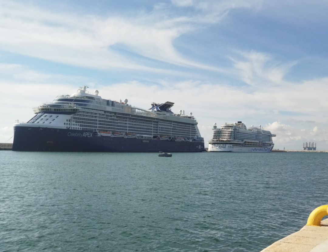 El buque Celebrity Apex y el AIDAperla, atracados en el puerto de Alicante El buque Celebrity Apex y el AIDAperla, atracados en el puerto de Alicante