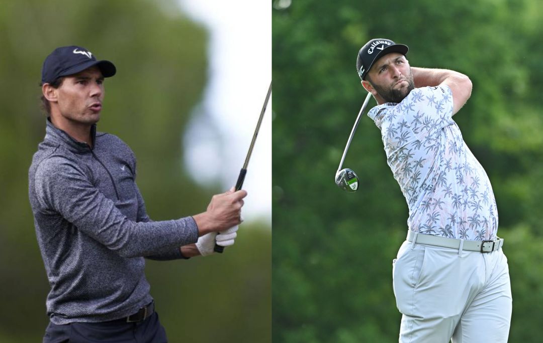 Rafa Nadal y Jon Rahm, jugando al golf Rafa Nadal y Jon Rahm, jugando al golf