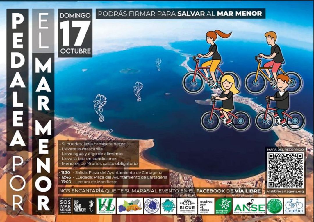 Cartel anunciador de la pedaleada por el Mar Menor en Cartagena Cartel anunciador de la pedaleada por el Mar Menor en Cartagena