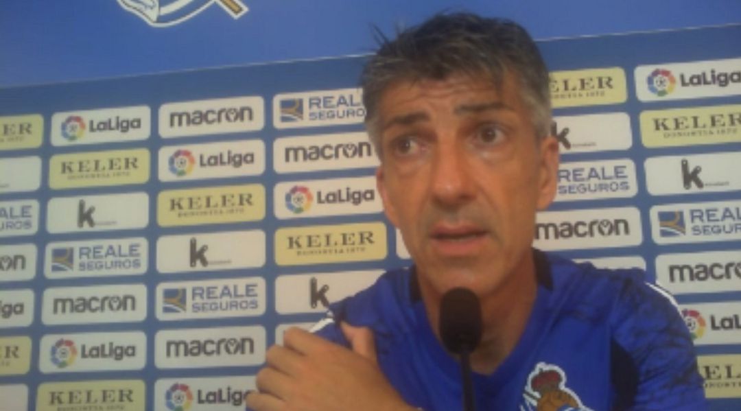 Imanol durante un momento de la rueda de prensa en Zubieta Imanol durante un momento de la rueda de prensa en Zubieta