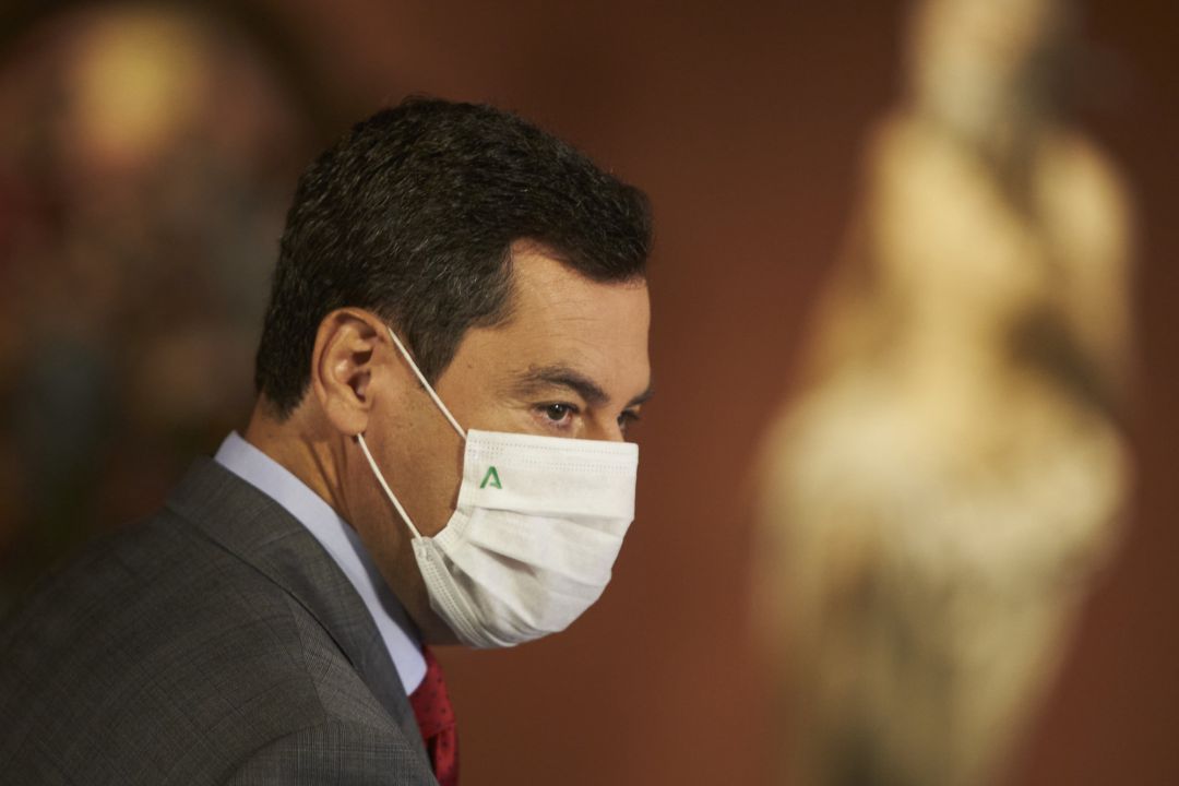Juan Manuel Moreno, Presidente de la Junta de Andalucia llegando la Inauguración de la Exposición “Cara a cara. Picasso y los maestros antiguos” a 7 de octubre de 2021 en el Museo de Bellas Artes de Sevilla Juan Manuel Moreno, Presidente de la Junta de Andalucia llegando la Inauguración de la Exposición “Cara a cara. Picasso y los maestros antiguos” a 7 de octubre de 2021 en el Museo de Bellas Artes de Sevilla