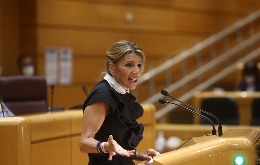 Yolanda Díaz en su intervención en el Senado. Yolanda Díaz en su intervención en el Senado.
