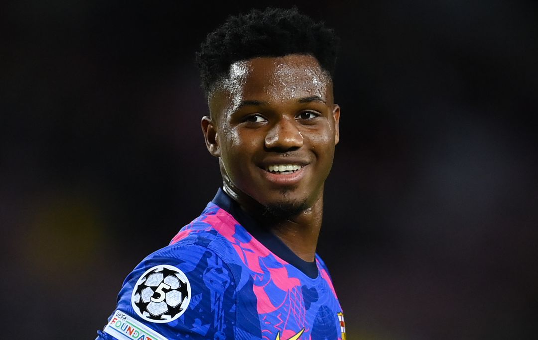 Ansu Fati, durante el partido ante el Dinamo de Kiev. Ansu Fati, durante el partido ante el Dinamo de Kiev.