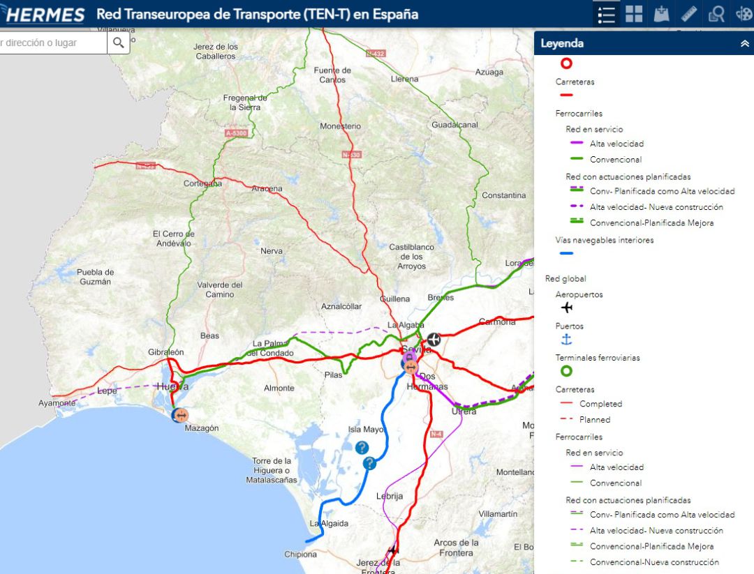 Captura del visor 'Hermes' donde se recoge la provincia de Huelva Captura del visor 'Hermes' donde se recoge la provincia de Huelva
