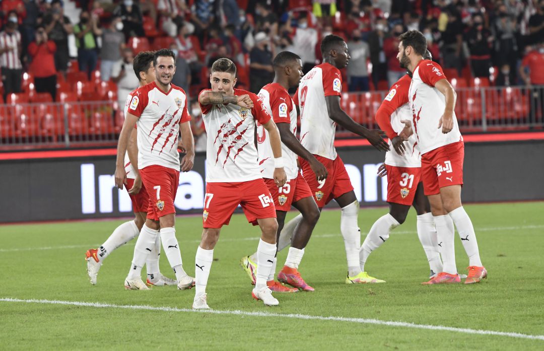 Pozo celebrando el último gol de la tarde frente a la Real Sociedad B. Pozo celebrando el último gol de la tarde frente a la Real Sociedad B.