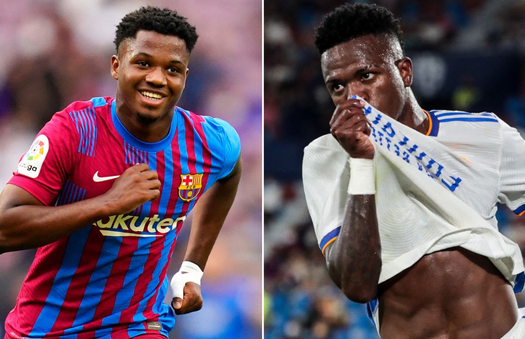 Ansu Fati y Vinicius celebran sendos goles con sus clubes Ansu Fati y Vinicius celebran sendos goles con sus clubes