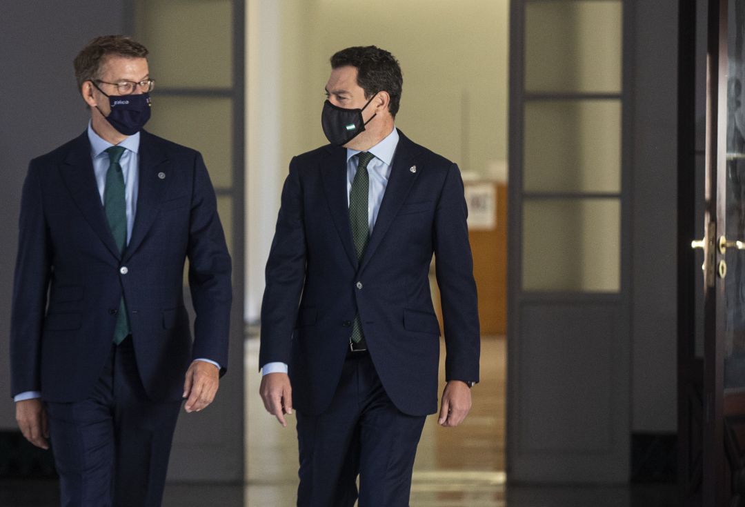 El presidente de la Junta, Juanma Moreno recibe al presidente de la Xunta de Galicia, Alberto Núñez Feijóo para celebrar el I Encuentro Andalucía-Galicia. El presidente de la Junta, Juanma Moreno recibe al presidente de la Xunta de Galicia, Alberto Núñez Feijóo para celebrar el I Encuentro Andalucía-Galicia.