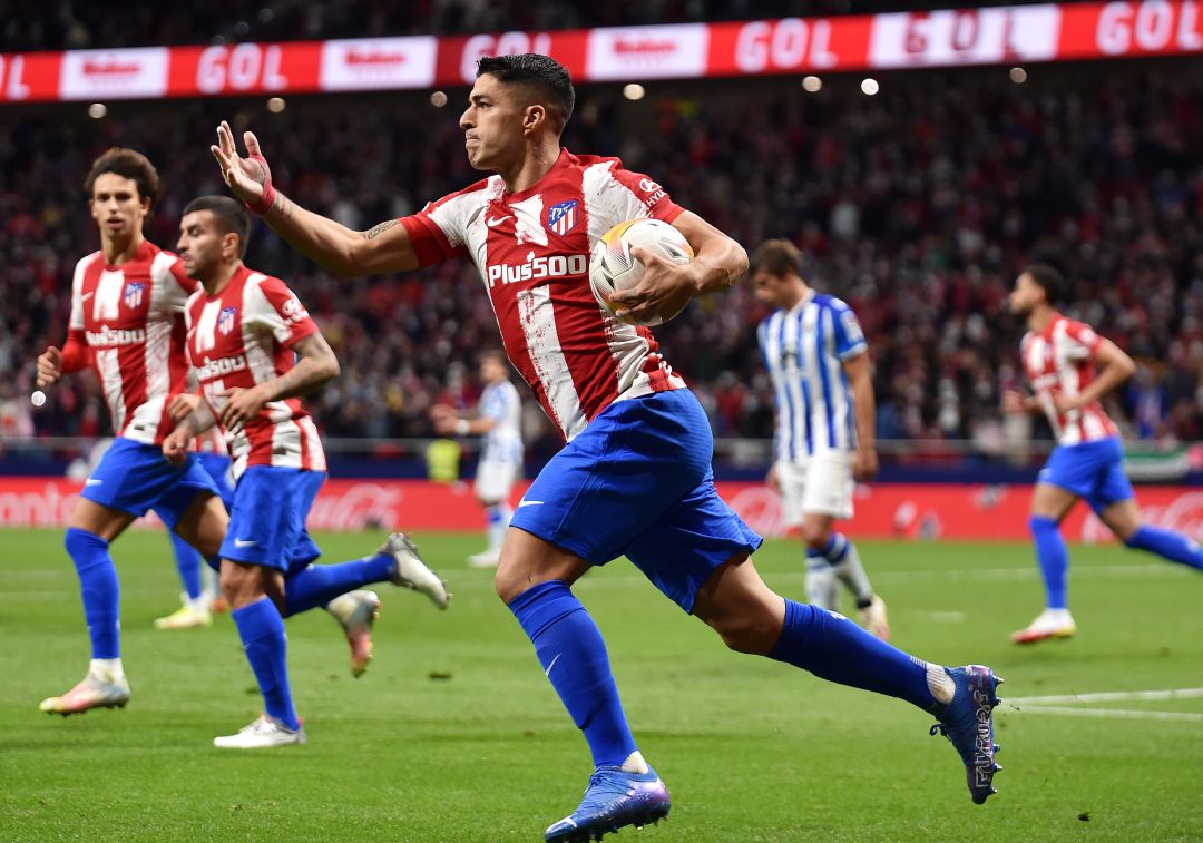 Suárez celebra el segundo gol. Suárez celebra el segundo gol.
