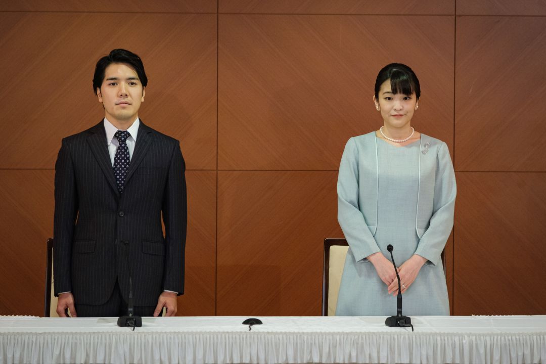 La princesa Mako junto a su marido, durante la comparecencia pública. La princesa Mako junto a su marido, durante la comparecencia pública.