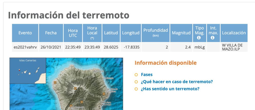 Terremotos en La Palma Terremotos en La Palma