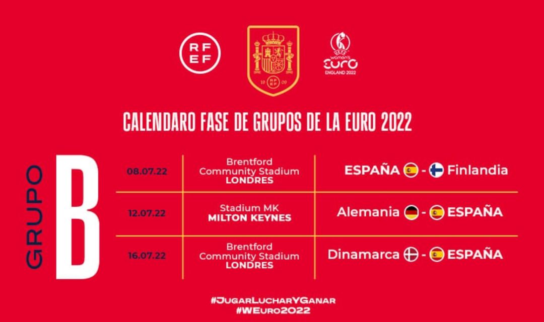 Calendario de la Selección Española en la Eurocopa 2022 Calendario de la Selección Española en la Eurocopa 2022