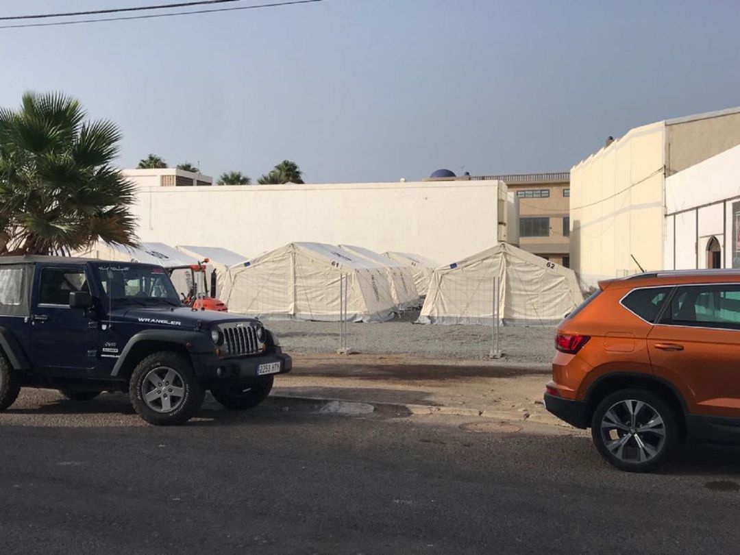 Casetas instaladas en las cercanías de la comisaría de Policía Nacional de Arrecife. Casetas instaladas en las cercanías de la comisaría de Policía Nacional de Arrecife.