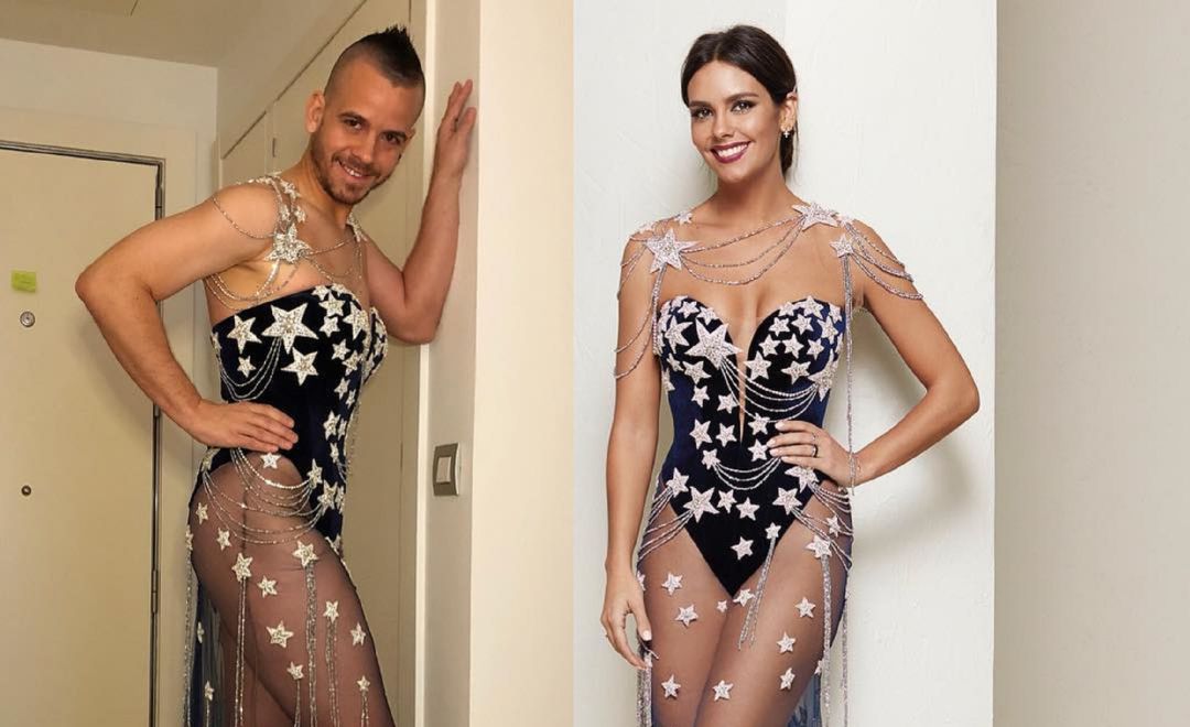 David Muñoz y Cristina Pedroche, con el vestido que la presentadora lució en las Campanadas de Nochevieja de 2017. David Muñoz y Cristina Pedroche, con el vestido que la presentadora lució en las Campanadas de Nochevieja de 2017.
