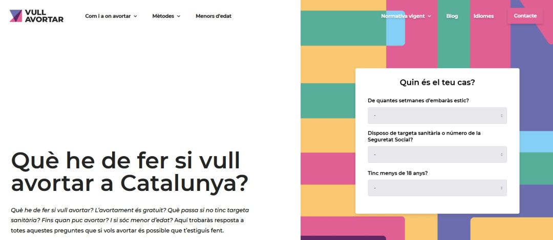 Captura de pantalla del portal web 'Vull Avortar' Captura de pantalla del portal web 'Vull Avortar'