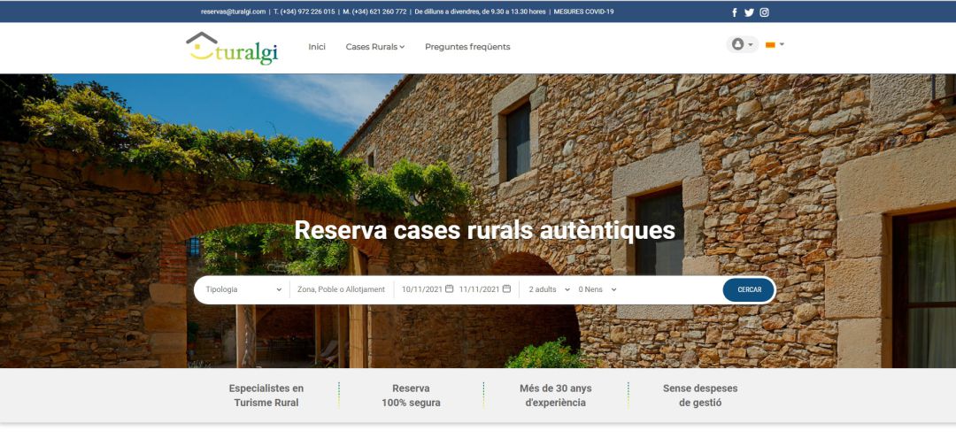 La nova central de reserves de les cases de turisme rural de Girona. La nova central de reserves de les cases de turisme rural de Girona.