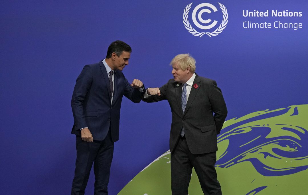 Boris Johnson y Pedro Sánchez en la COP26. Boris Johnson y Pedro Sánchez en la COP26.