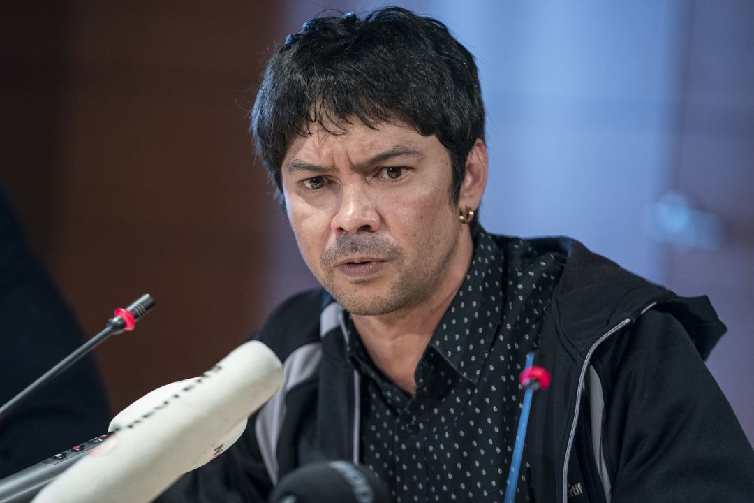 El cubano Yunior Garcia da una rueda de prensa en Madrid. El cubano Yunior Garcia da una rueda de prensa en Madrid.