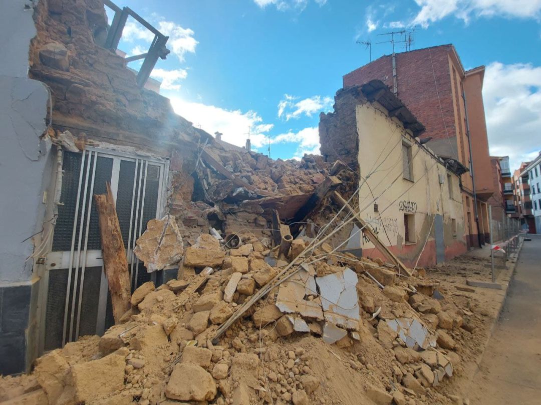 La casa que se ha desplomado durante las obras de la ronda interior La casa que se ha desplomado durante las obras de la ronda interior