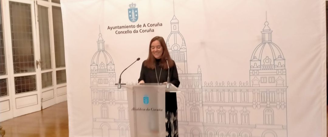 Inés Rey en rueda de prensa Inés Rey en rueda de prensa
