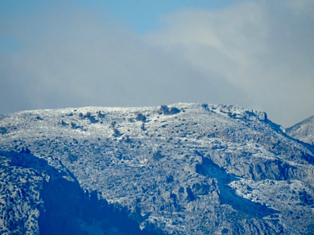 Imagen de los primeros copos en la Sierra de las Nieves este miércoles Imagen de los primeros copos en la Sierra de las Nieves este miércoles