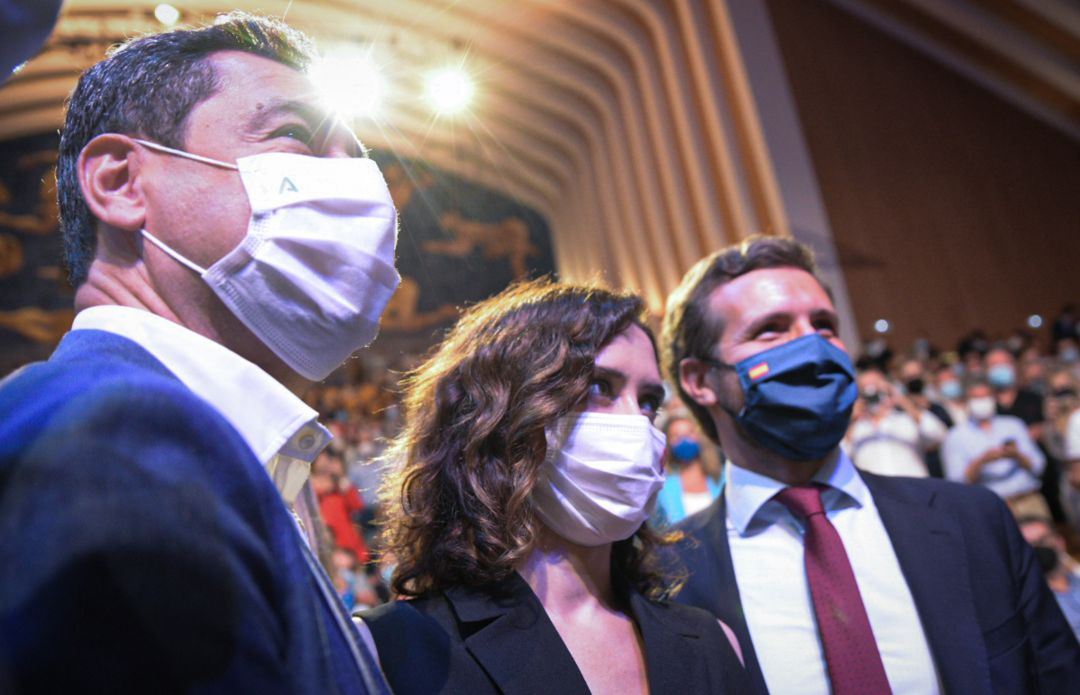 Juanma Moreno, Isabel Díaz Ayuso y Pablo Casado Juanma Moreno, Isabel Díaz Ayuso y Pablo Casado