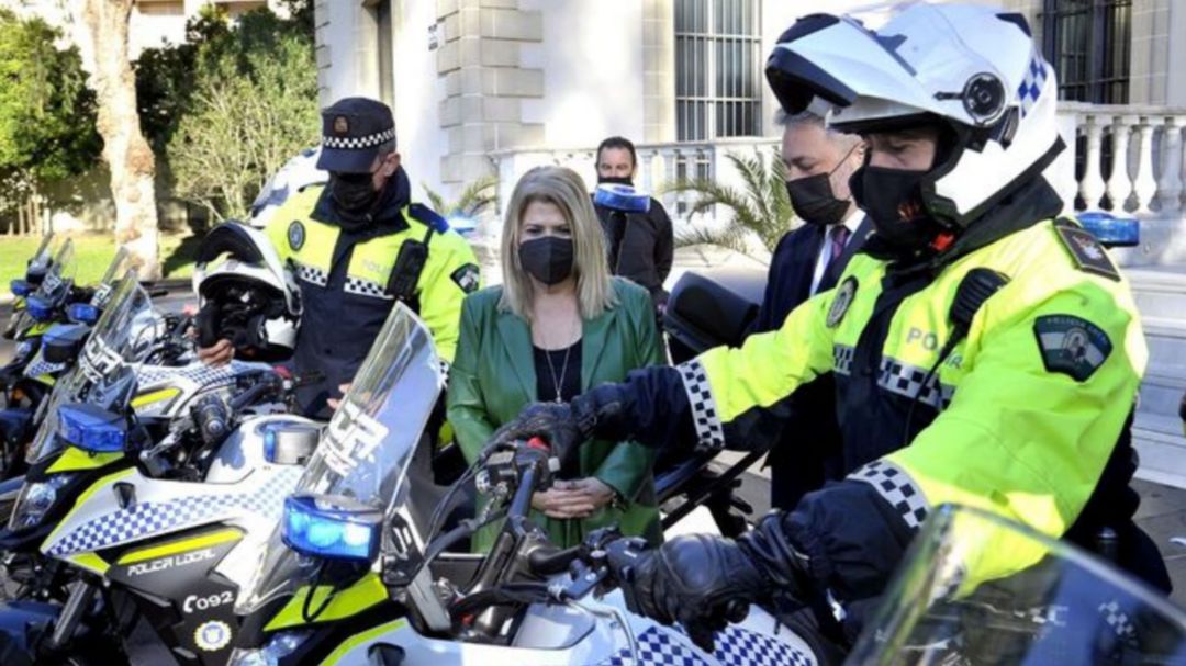 Mamen Sánchez, en la presentación de las nuevas motocicletas. Mamen Sánchez, en la presentación de las nuevas motocicletas.