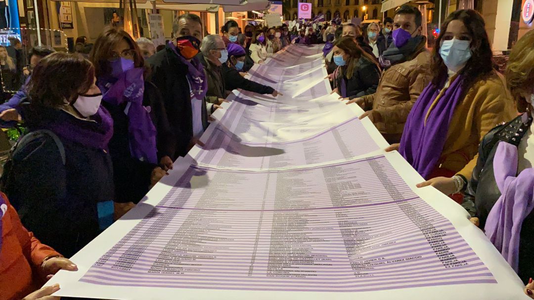 Mujeres muestran la lista de víctimas del maltrato Mujeres muestran la lista de víctimas del maltrato