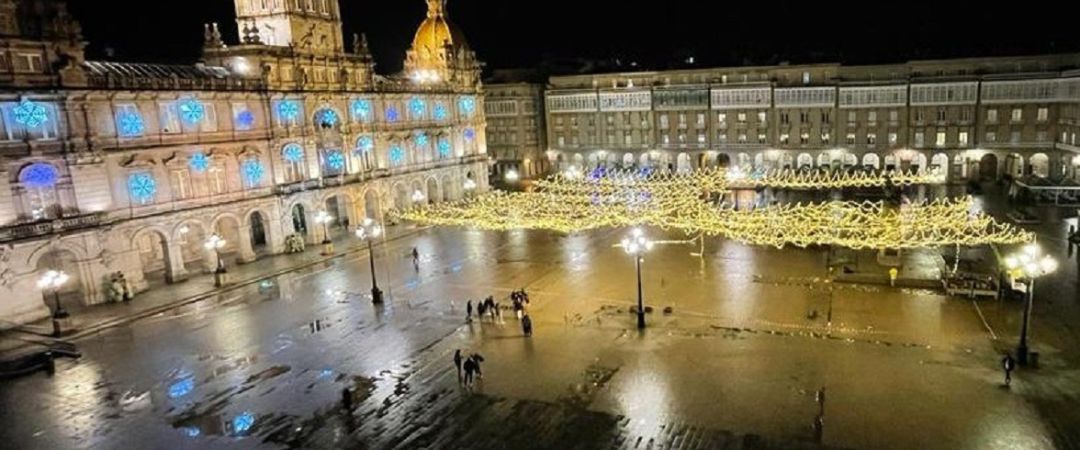 Prueba del alumbrado navideño en María Pita Prueba del alumbrado navideño en María Pita