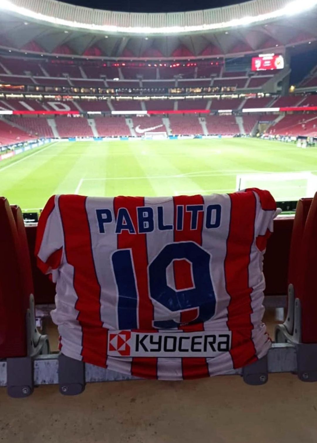 La camiseta de Pablo en su asiento del Wanda Metropolitano La camiseta de Pablo en su asiento del Wanda Metropolitano